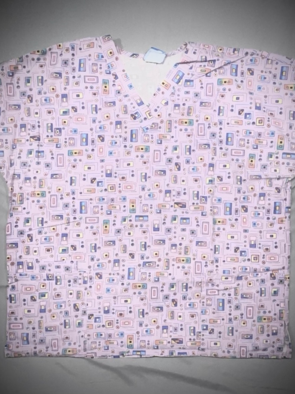 Light purple Printed Scrub Top - Casual Short Sleeve